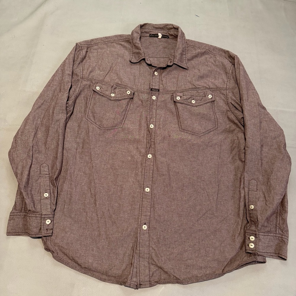 Marithe Francois Girbaud MFG Y2K Men XXL Light Maroon Red Cotton Button Shirt-